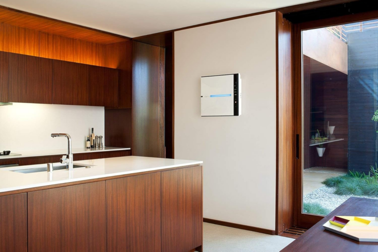 Wall-mounted RabbitAir MinusA2 air purifier with six-stage filtration