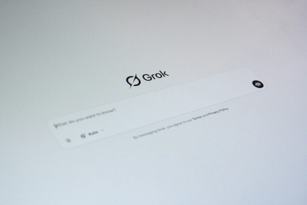 Grok ai interface with a question prompt