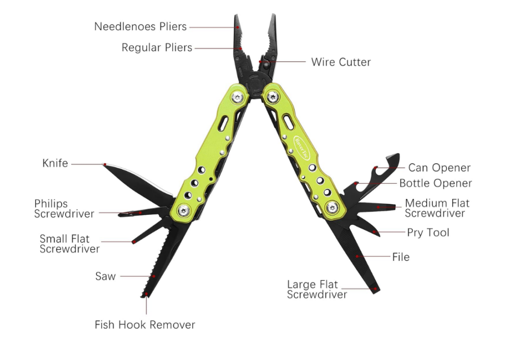 12 in 1 RoverTac Multitool with Pliers, Knife, Bottle Opener, Screwdriver and more
