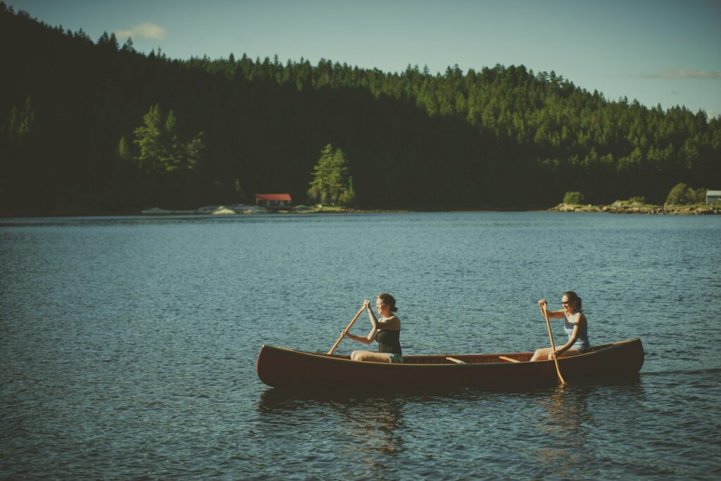 two people in canoe