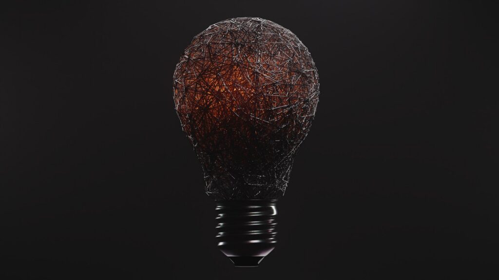 a light bulb that has a lot of wire on it
