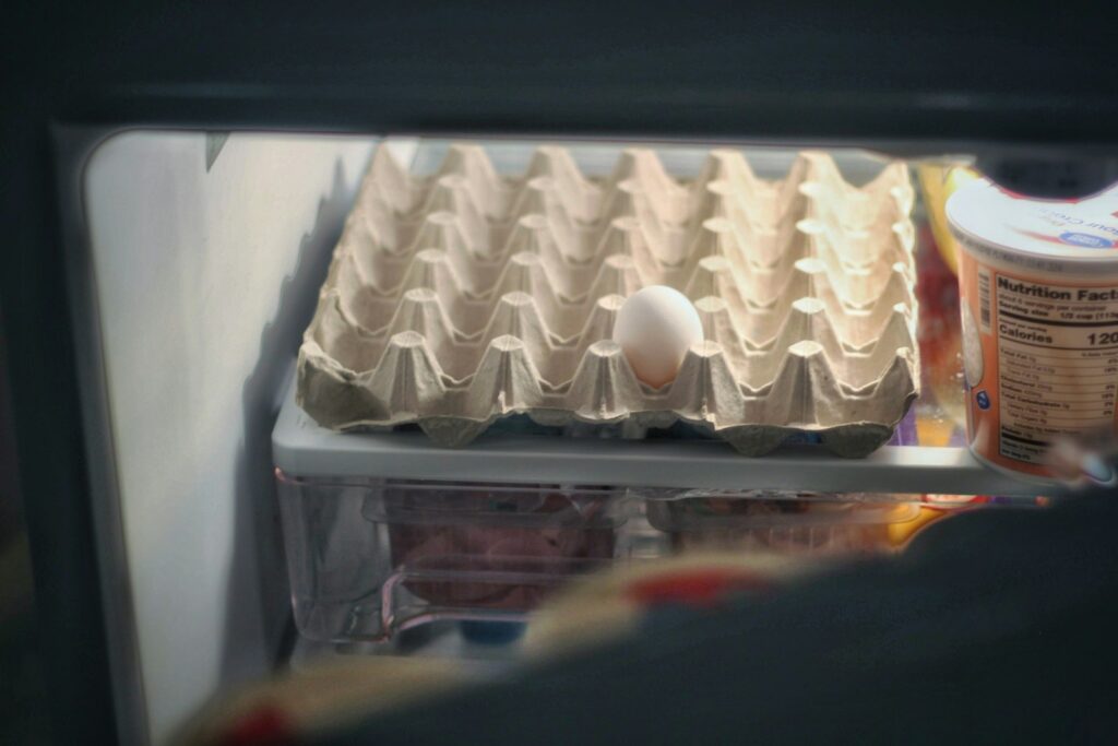 white egg on white egg tray
