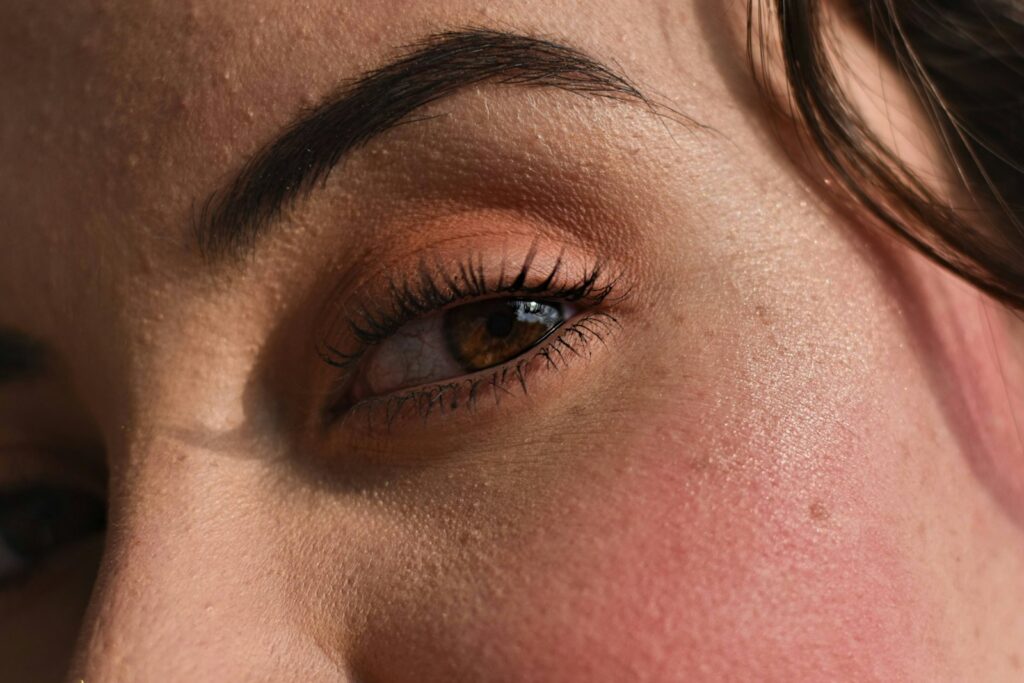 persons eye with blue eyes