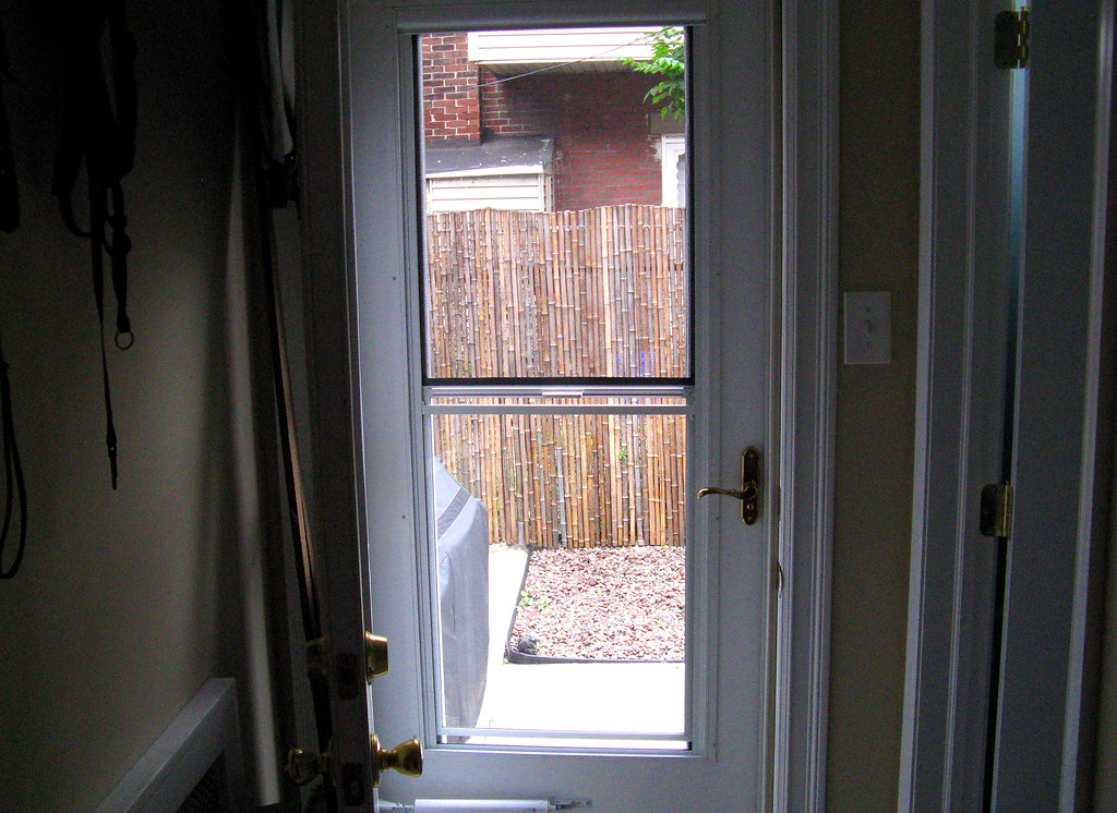 Newly installed storm door from the inside