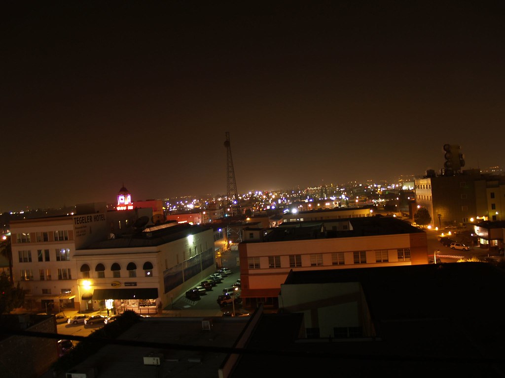 Downtown Bakersfield, California at night