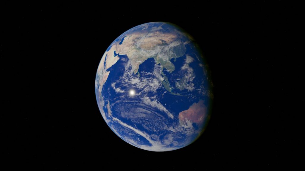 A captivating view of Earth from space showing vibrant oceans, continents, and the atmosphere.