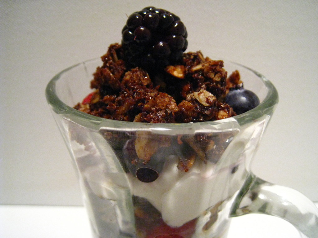 Fruit, yogurt, and granola parfait