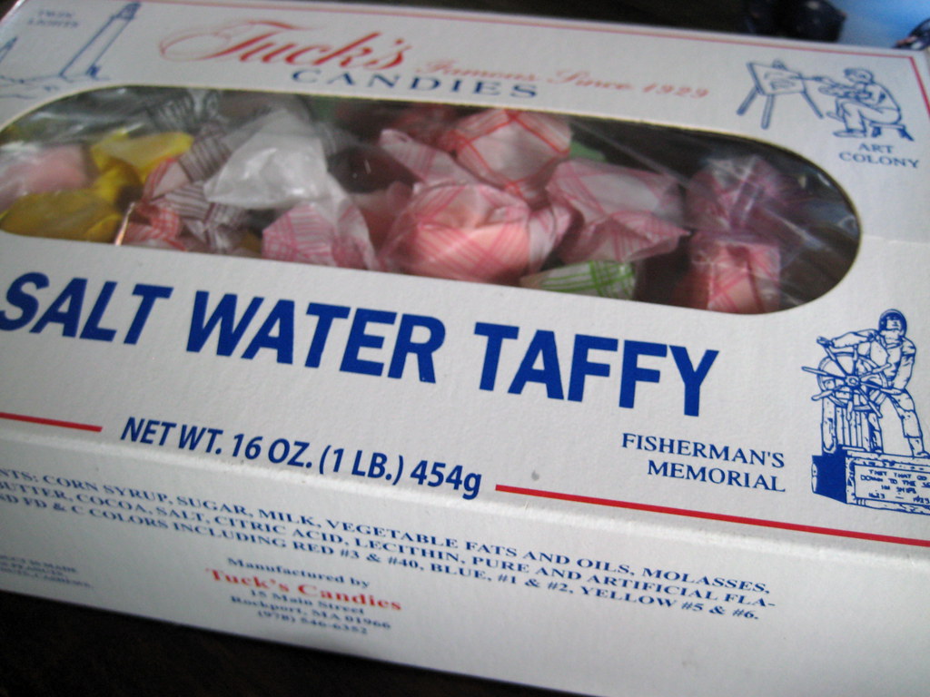 Salt water taffy in box packaging