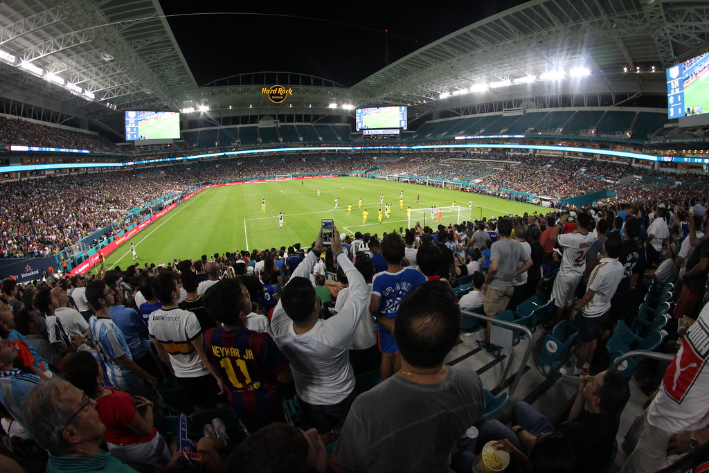 Soccer fans inside Hard Rock Stadium