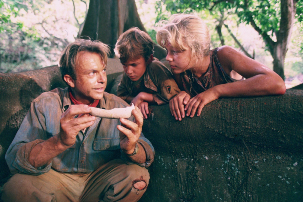 Dr. Alan Grant teaches Lex and Tim about dinosaurs in Jurassic Park.