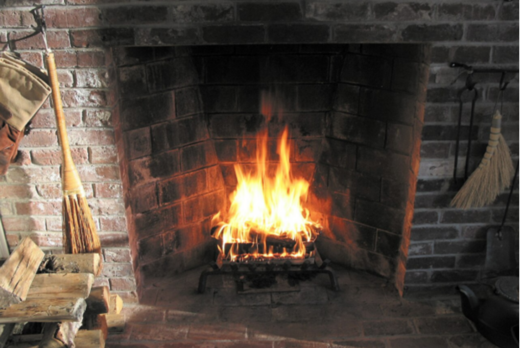 Fireplace in a new England home