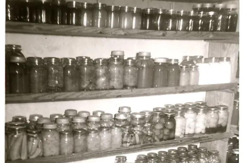 Racks of preserved food for winter