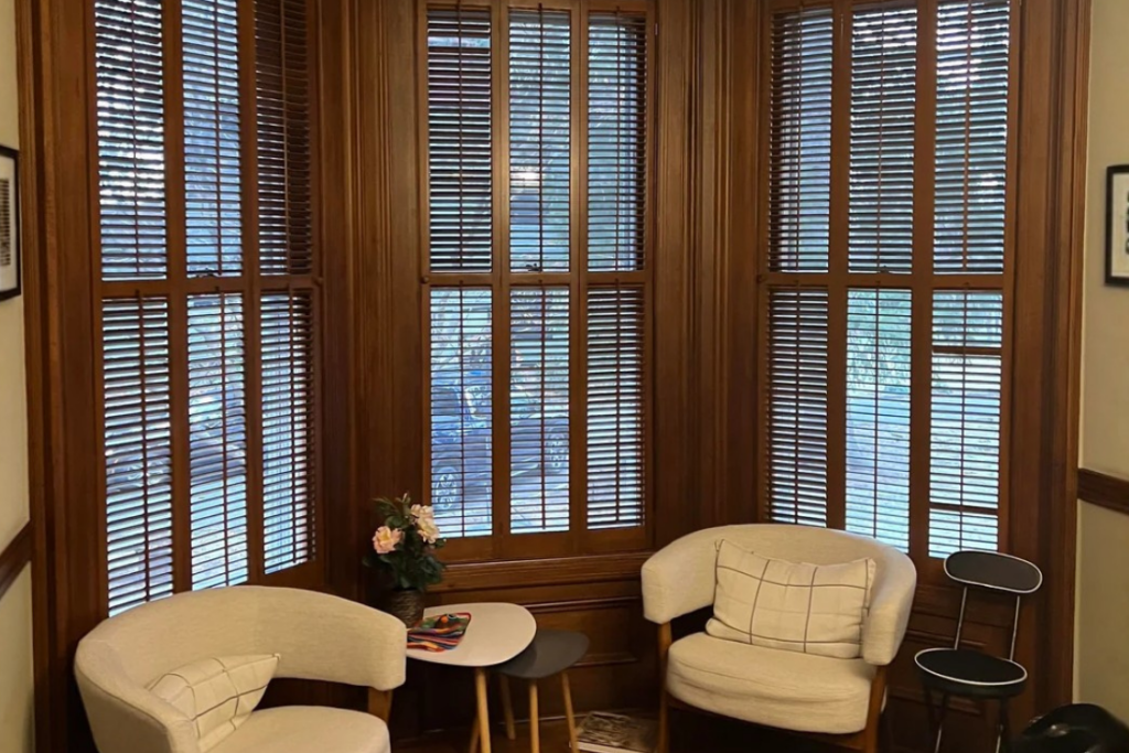 Interior pocket shutters in an old house