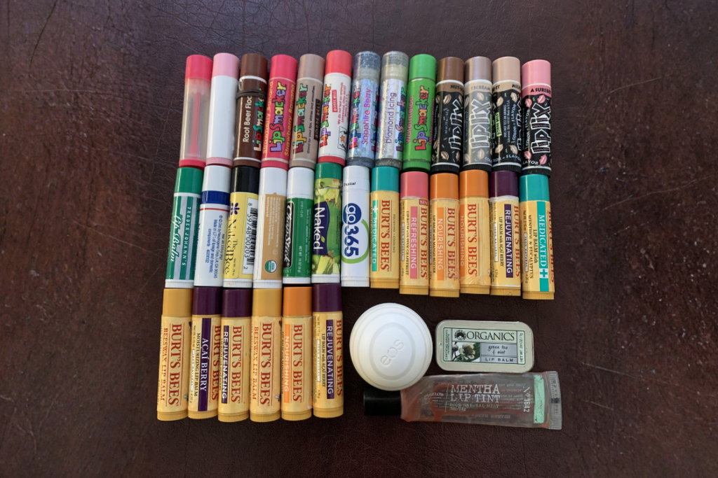 Collection of lip balm tubes