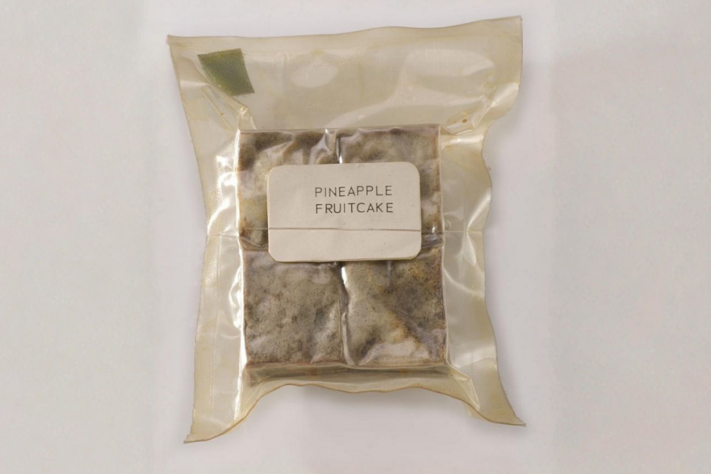 Pineapple Fruitcake Space food as part of the Apollo 11 menu