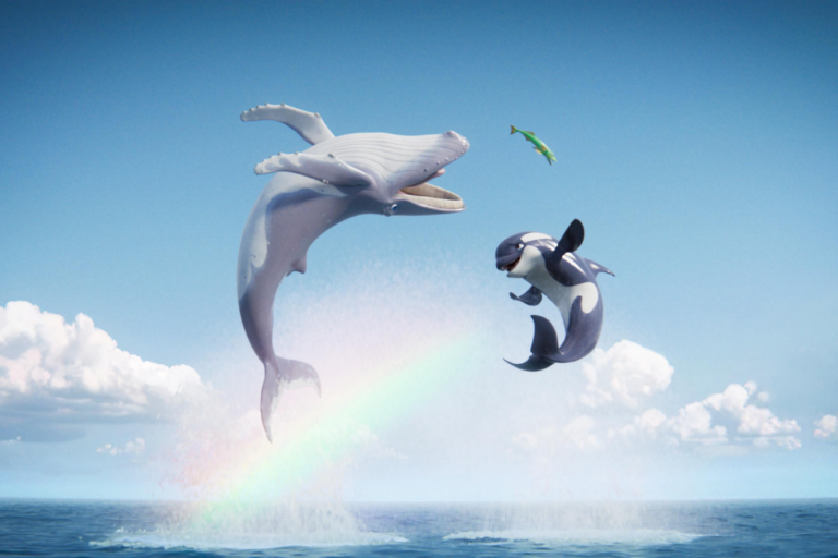 The Last Whale Singer animated movie with a young whale in the ocean