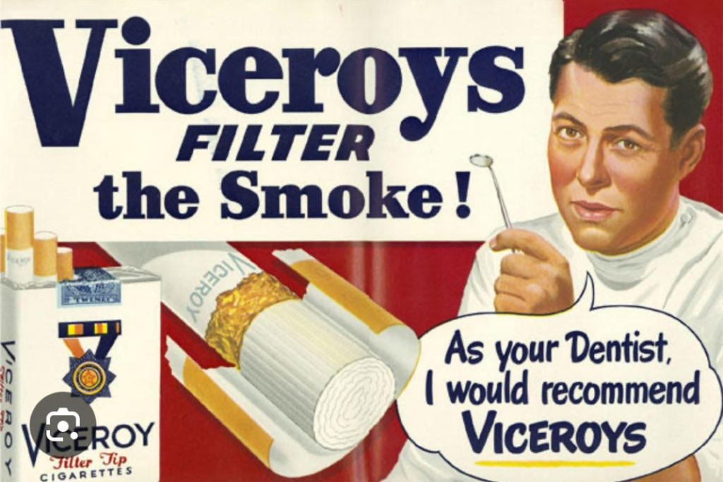 Vintage cigarette ad, featuring a doctor recommending cigarette