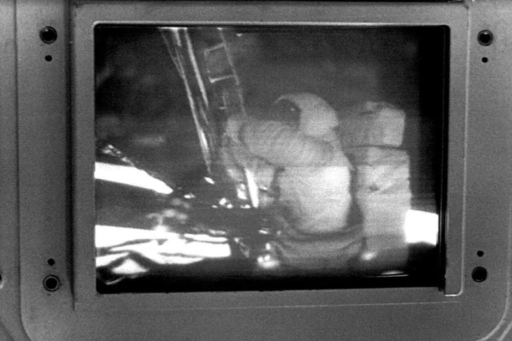 Vintage television broadcasting the Apollo 11 Moon walk