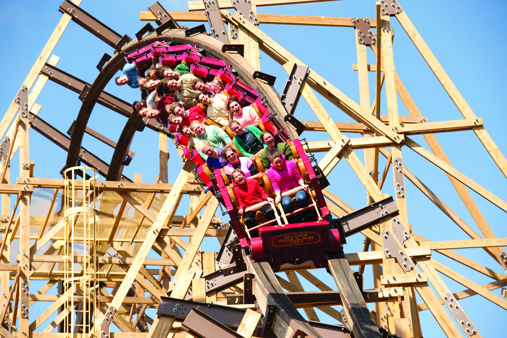 Rollercoaster ride at Silver Dollar City amusement park