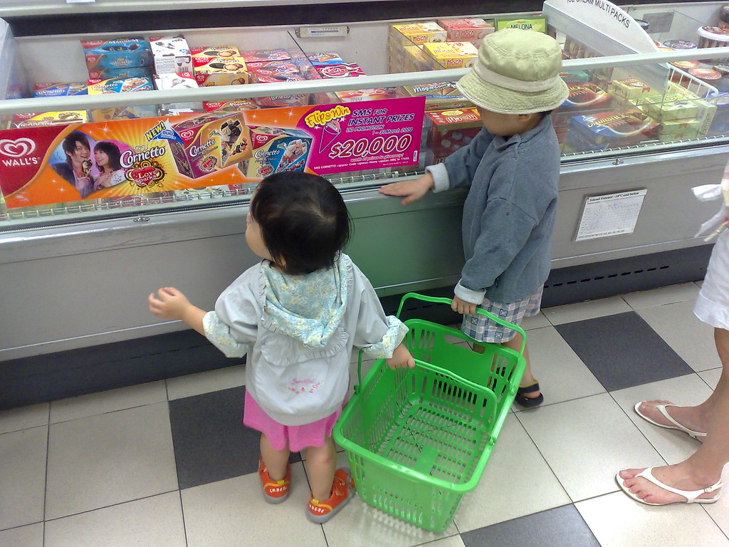 Grocery shopping for ice cream with the kids