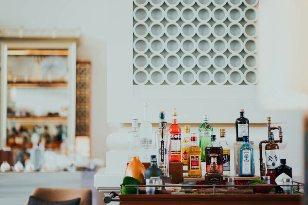 Well-stocked home bar