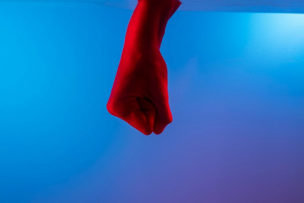 person with clenched fist