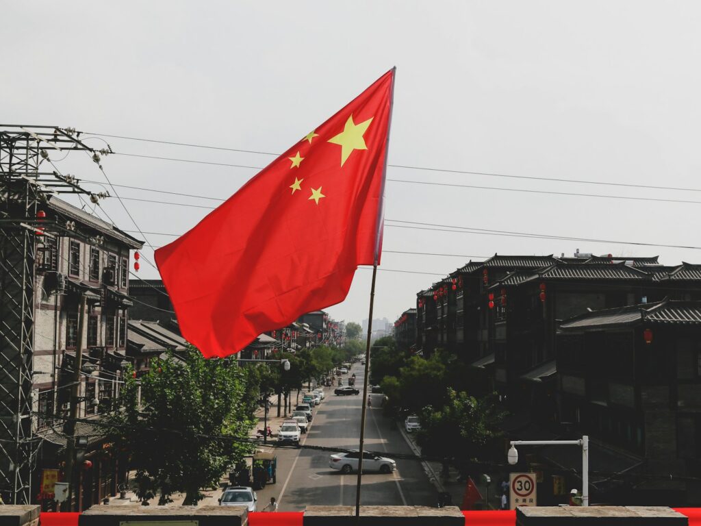 Chinese flag on pole