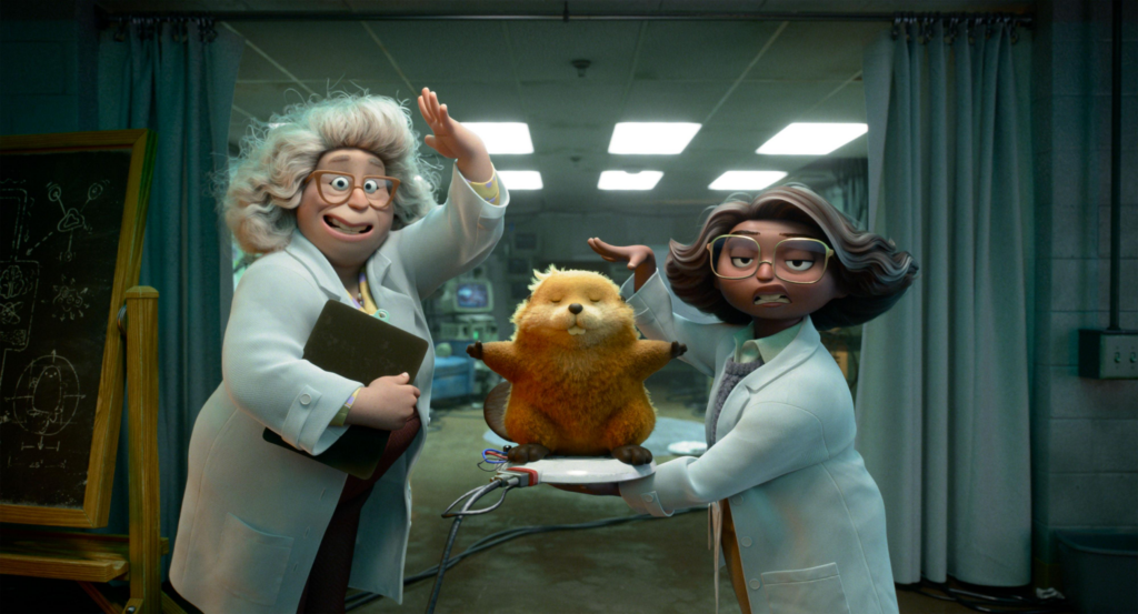 Hoppers Pixar movie with woodland animals and a robotic beaver adventure