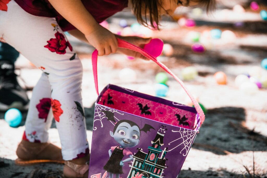 purple paper bag