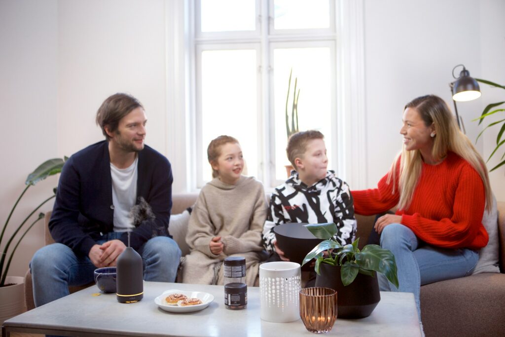 Family respectful communication in living room